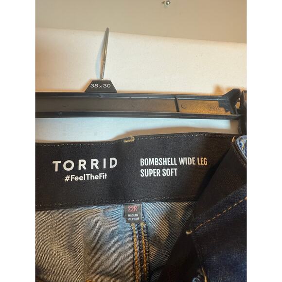 Women’s Dark Wash Wide Leg Jeans High Rise Relaxed Fit Stretch DenimWaist - Picture 4 of 7